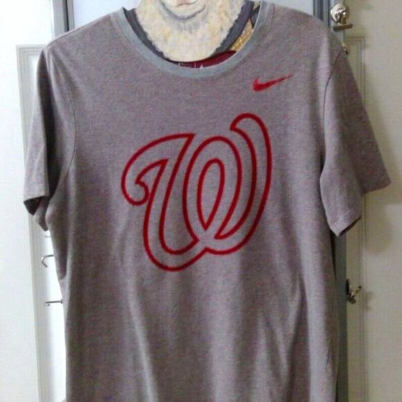 Nike Washington Nationals Dri-Fit T-Shirt Size M Gray/Red Athletic Cut - Picture 1 of 10